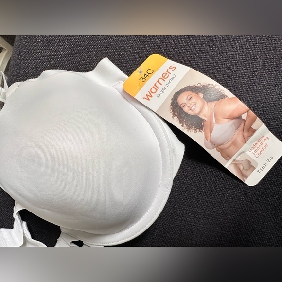 BRA Warners 34C White 1356 Underwire T shirt Simply Perfect 3433 GC - Picture 10 of 11